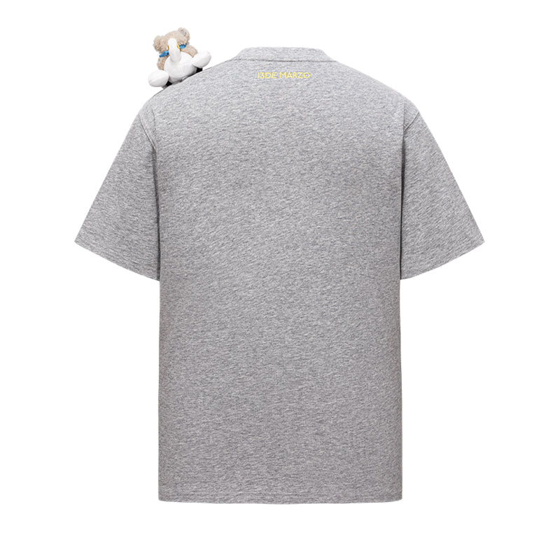 13DE MARZO Pilot Bear World Travel T-shirt Grey
