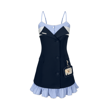 13DE MARZO Two-piece Style Blazer with Badge Dress Navy Blue