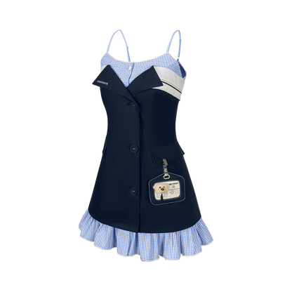 13DE MARZO Two-piece Style Blazer with Badge Dress Navy Blue