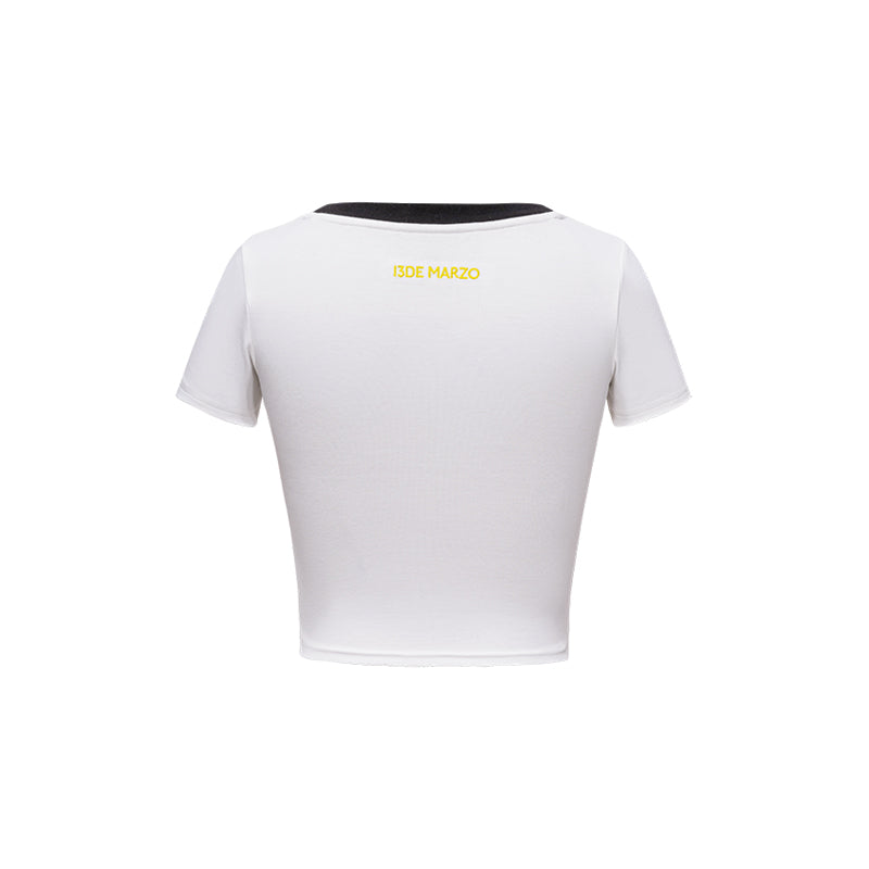13DE MARZO Collision Colour Slim Top White