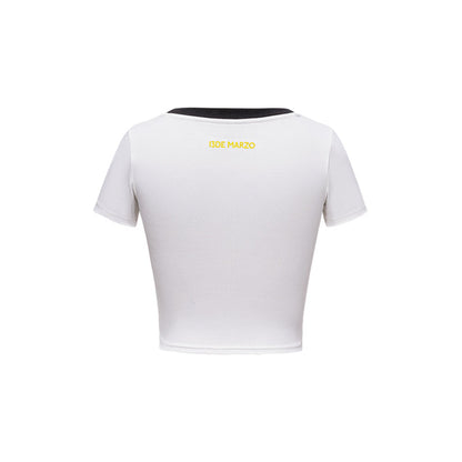 13DE MARZO Collision Colour Slim Top White
