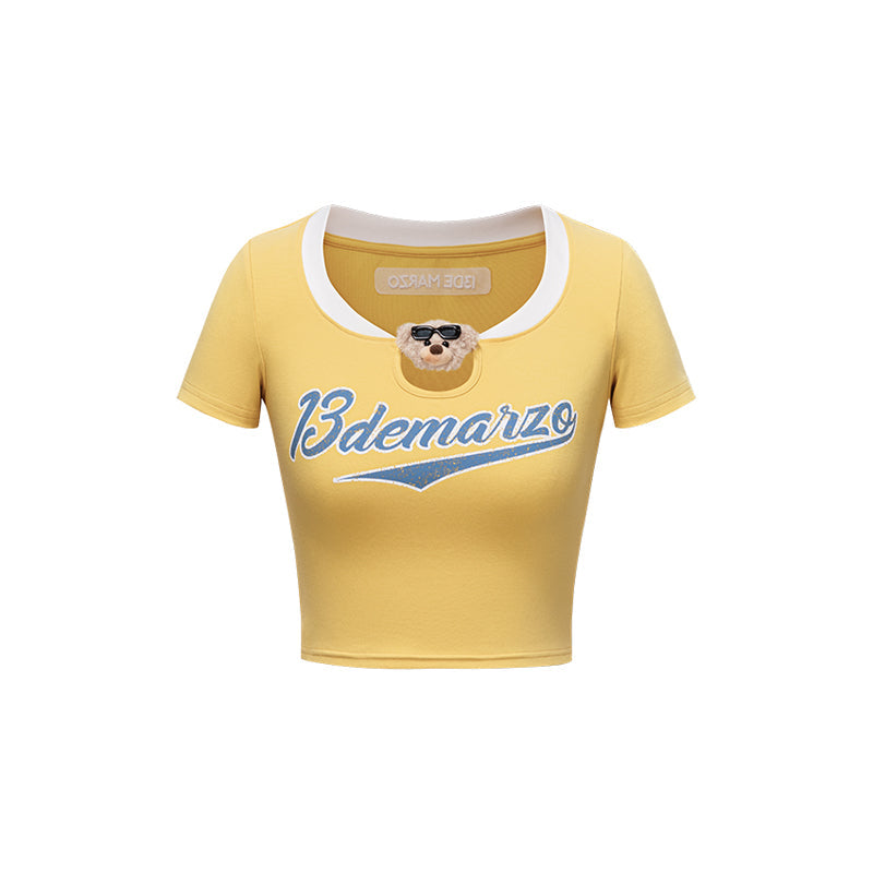 13DE MARZO Collision Colour Slim Top Yellow