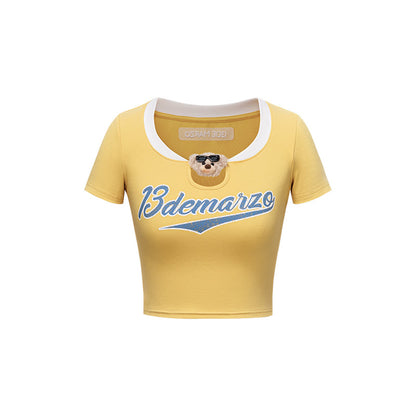 13DE MARZO Collision Colour Slim Top Yellow