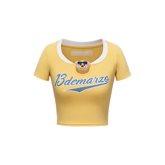 13DE MARZO Collision Colour Slim Top Yellow