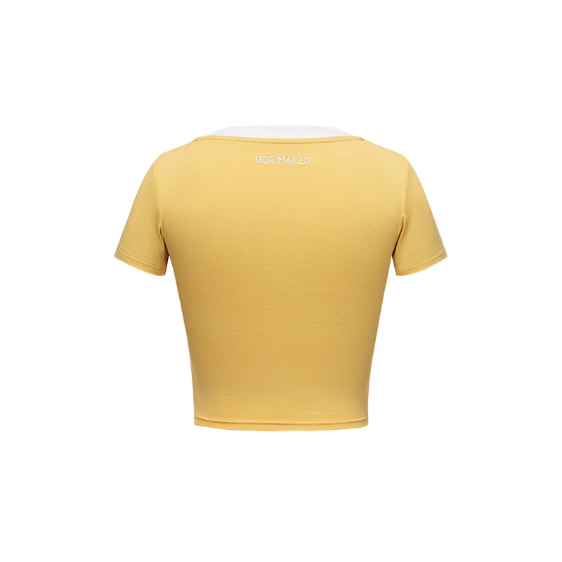 13DE MARZO Collision Colour Slim Top Yellow