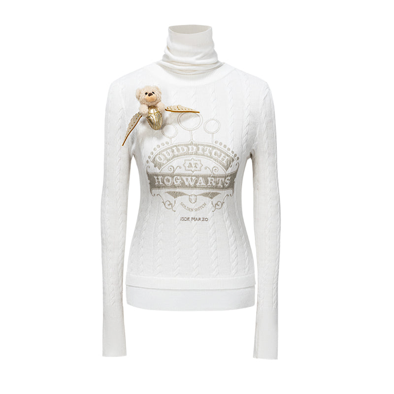 Harry Potter × 13DE MARZO Quidditch Bear High Neck Sweater White