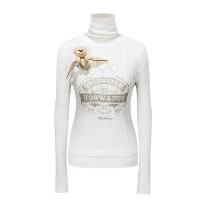 Harry Potter × 13DE MARZO Quidditch Bear High Neck Sweater White