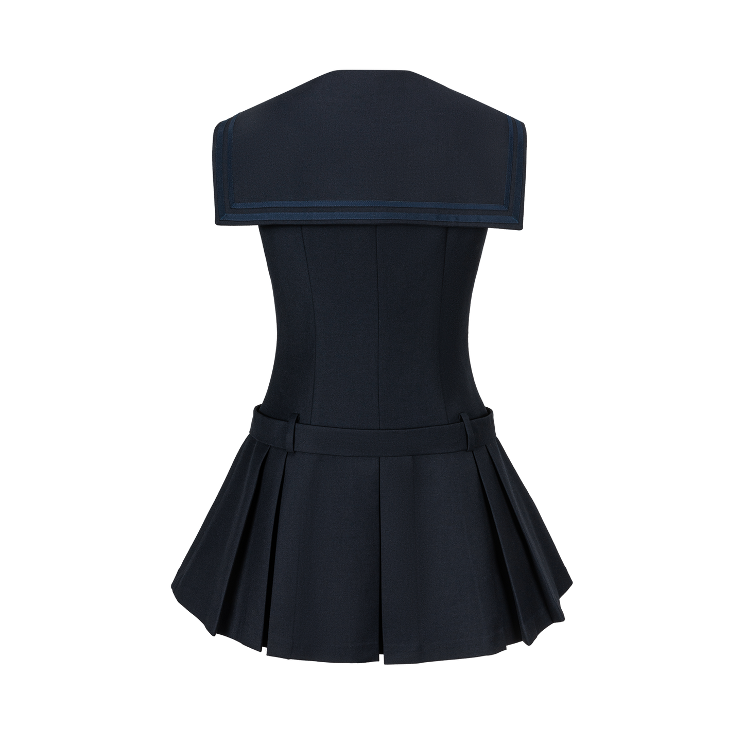 13DE MARZO Sailor Collar Dress Two-Piece Set Navy Blue