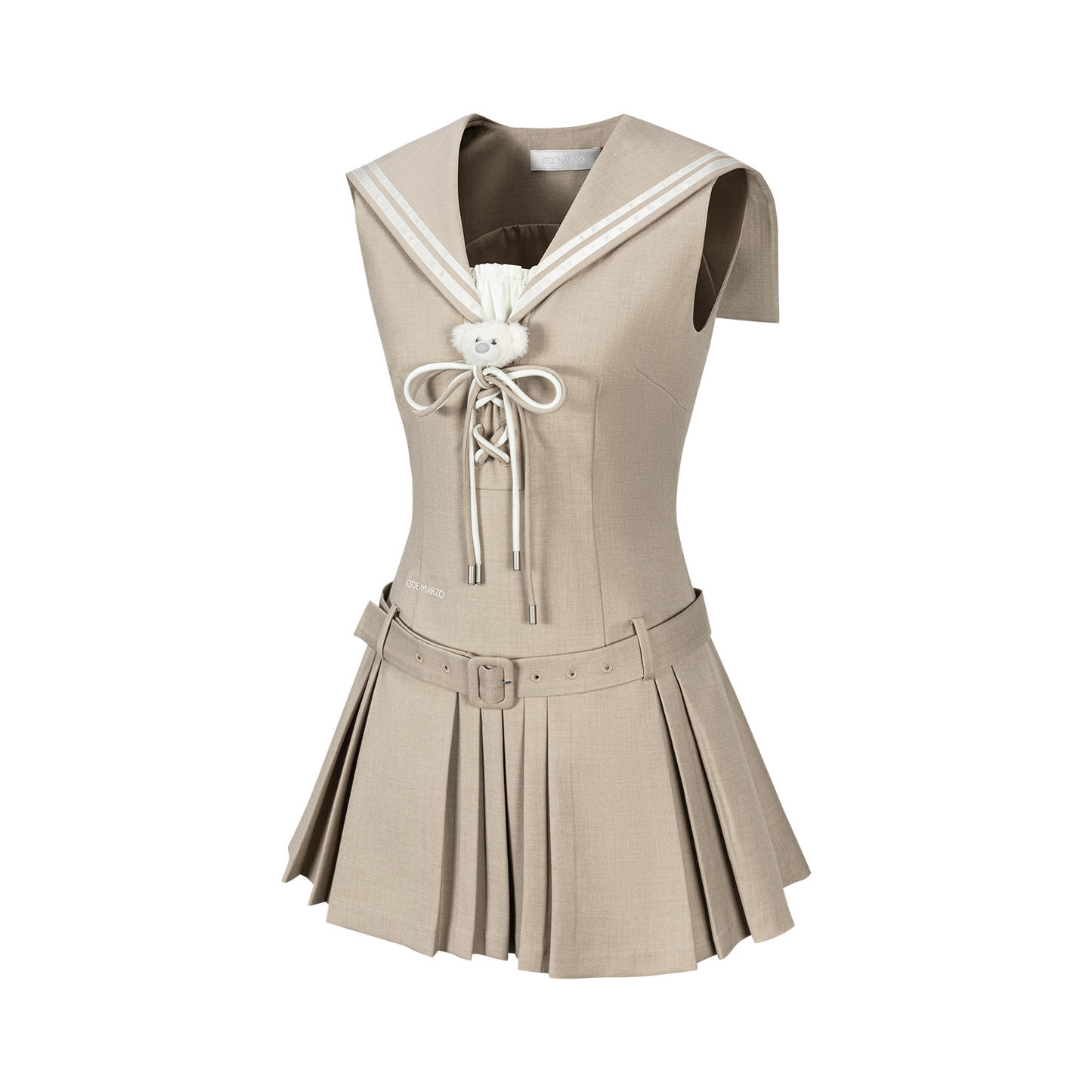 13DE MARZO Sailor Collar Dress Two-Piece Set Khaki