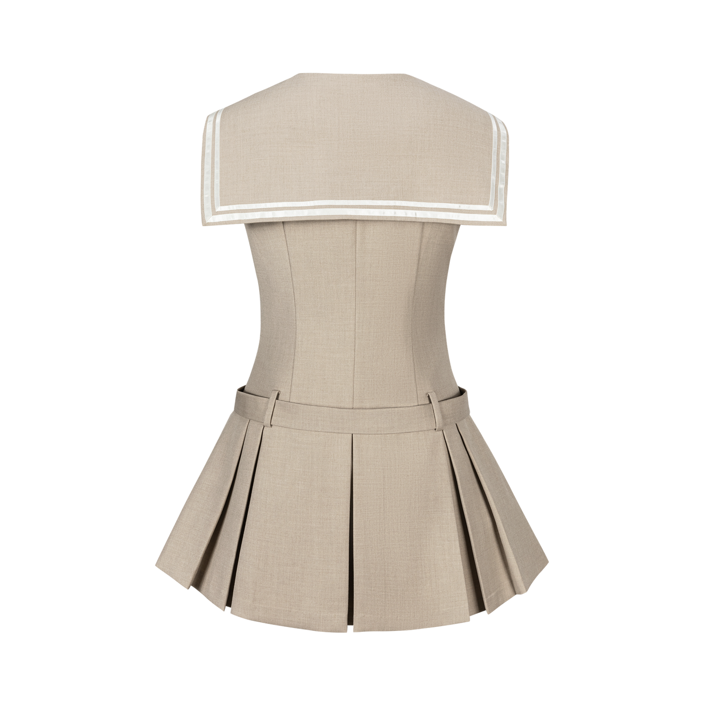 13DE MARZO Sailor Collar Dress Two-Piece Set Khaki
