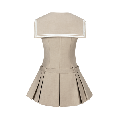 13DE MARZO Sailor Collar Dress Two-Piece Set Khaki
