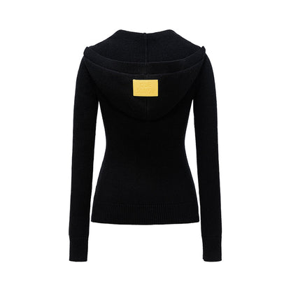 13DE MARZO Bear Knit Fit Hoodie Black