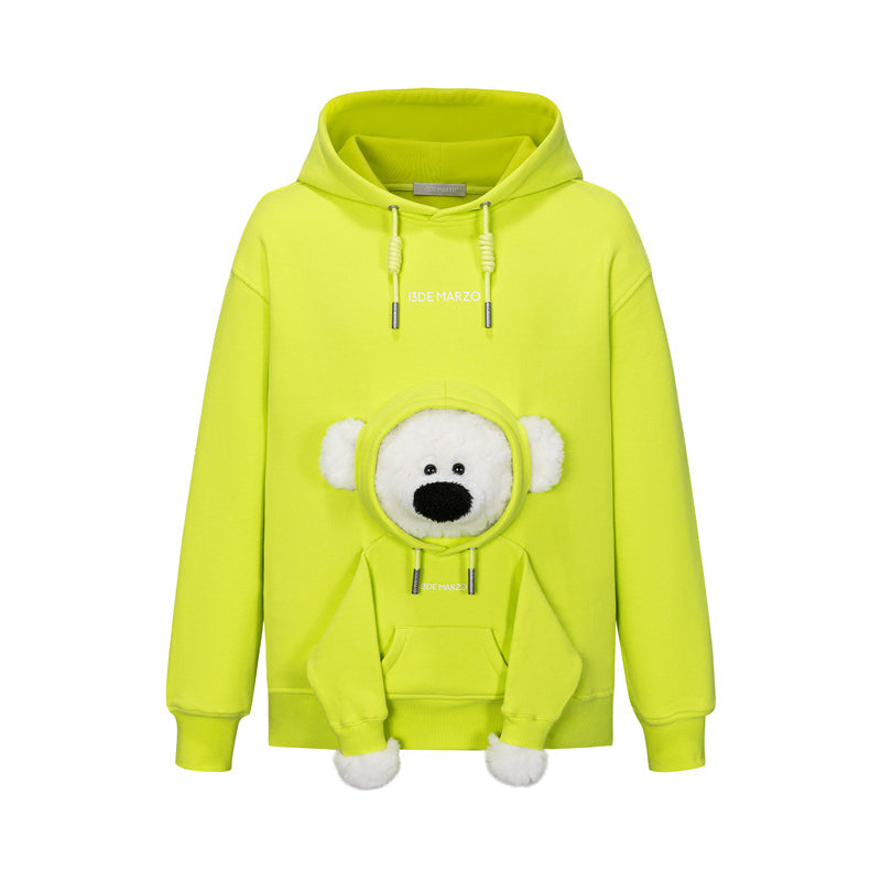 13DE MARZO Doozoo Pocket Bear Hoodie Neon Green