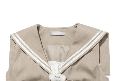 13DE MARZO Sailor Collar Dress Two-Piece Set Khaki