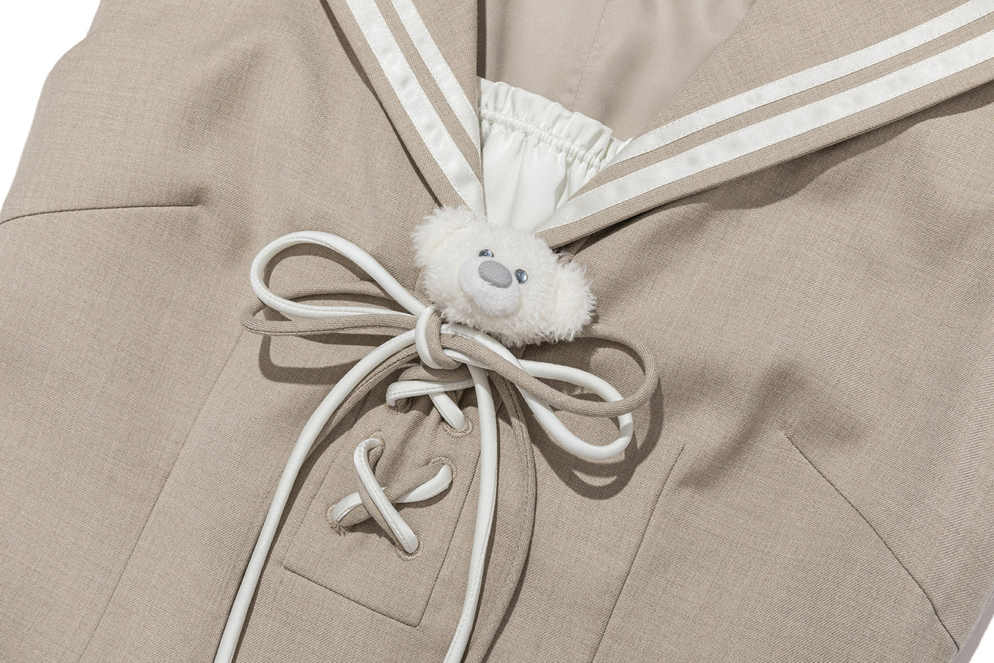 13DE MARZO Sailor Collar Dress Two-Piece Set Khaki