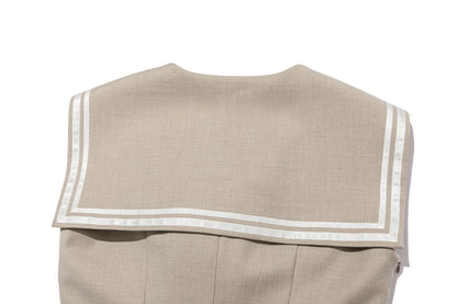 13DE MARZO Sailor Collar Dress Two-Piece Set Khaki