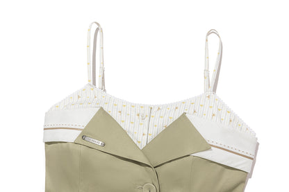 13DE MARZO Two-piece Style Blazer with Badge Dress Khaki