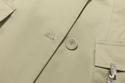13DE MARZO Two-piece Style Blazer with Badge Dress Khaki