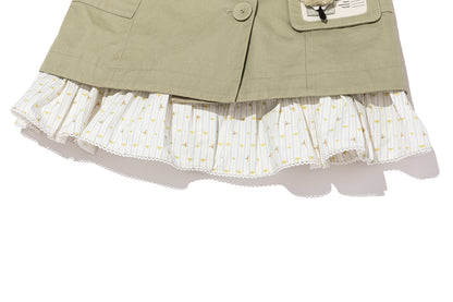 13DE MARZO Two-piece Style Blazer with Badge Dress Khaki