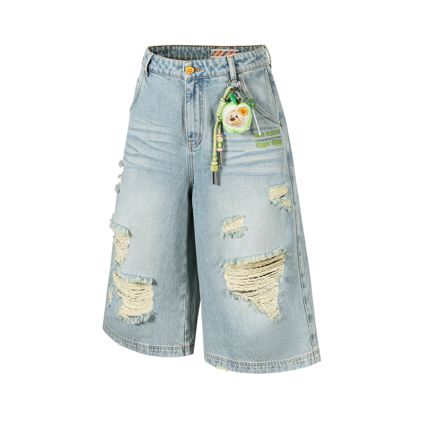 13DE MARZO Ripped Cropped Jeans Blue