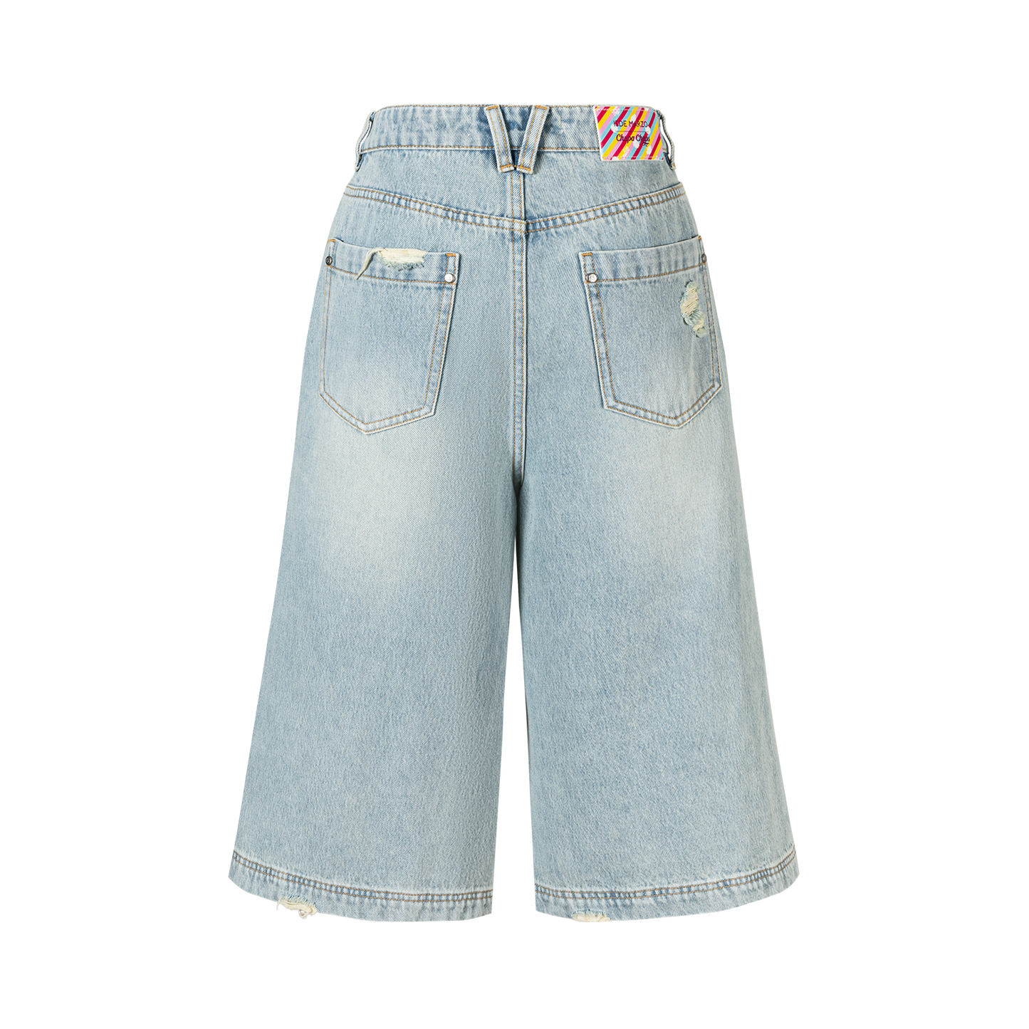 13DE MARZO Ripped Cropped Jeans Blue