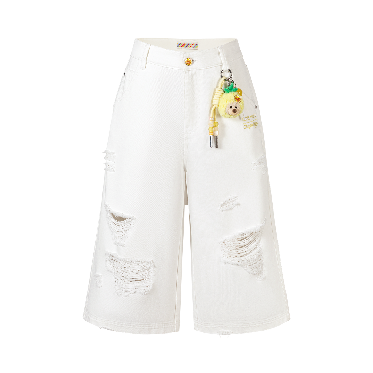 13DE MARZO Ripped Cropped Jeans White