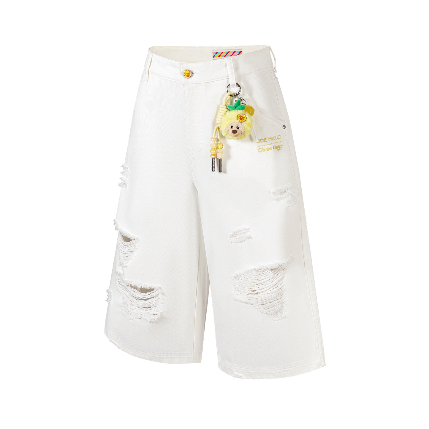 13DE MARZO Ripped Cropped Jeans White