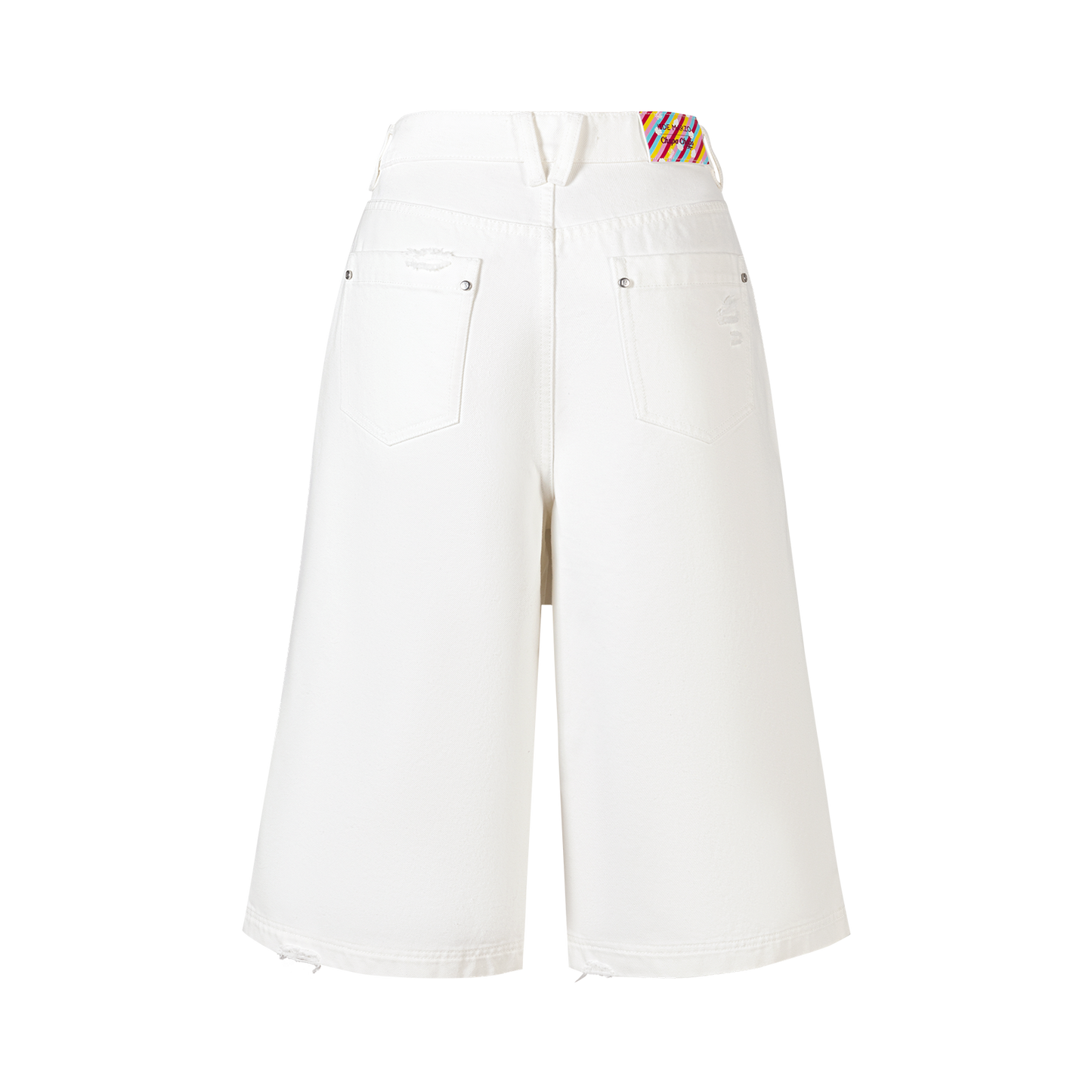 13DE MARZO Ripped Cropped Jeans White