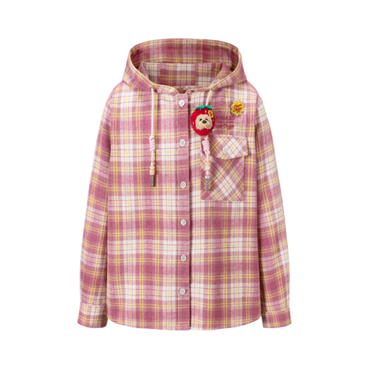 13DE MARZO Lollipop Hooded Shirt Jacket Pink