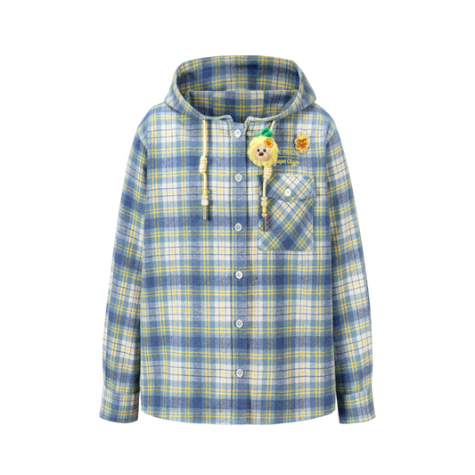 13DE MARZO Lollipop Hooded Shirt Jacket Blue