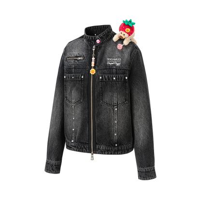 13DE MARZO x Chupa Chups Zip-Up Denim Jacket Black