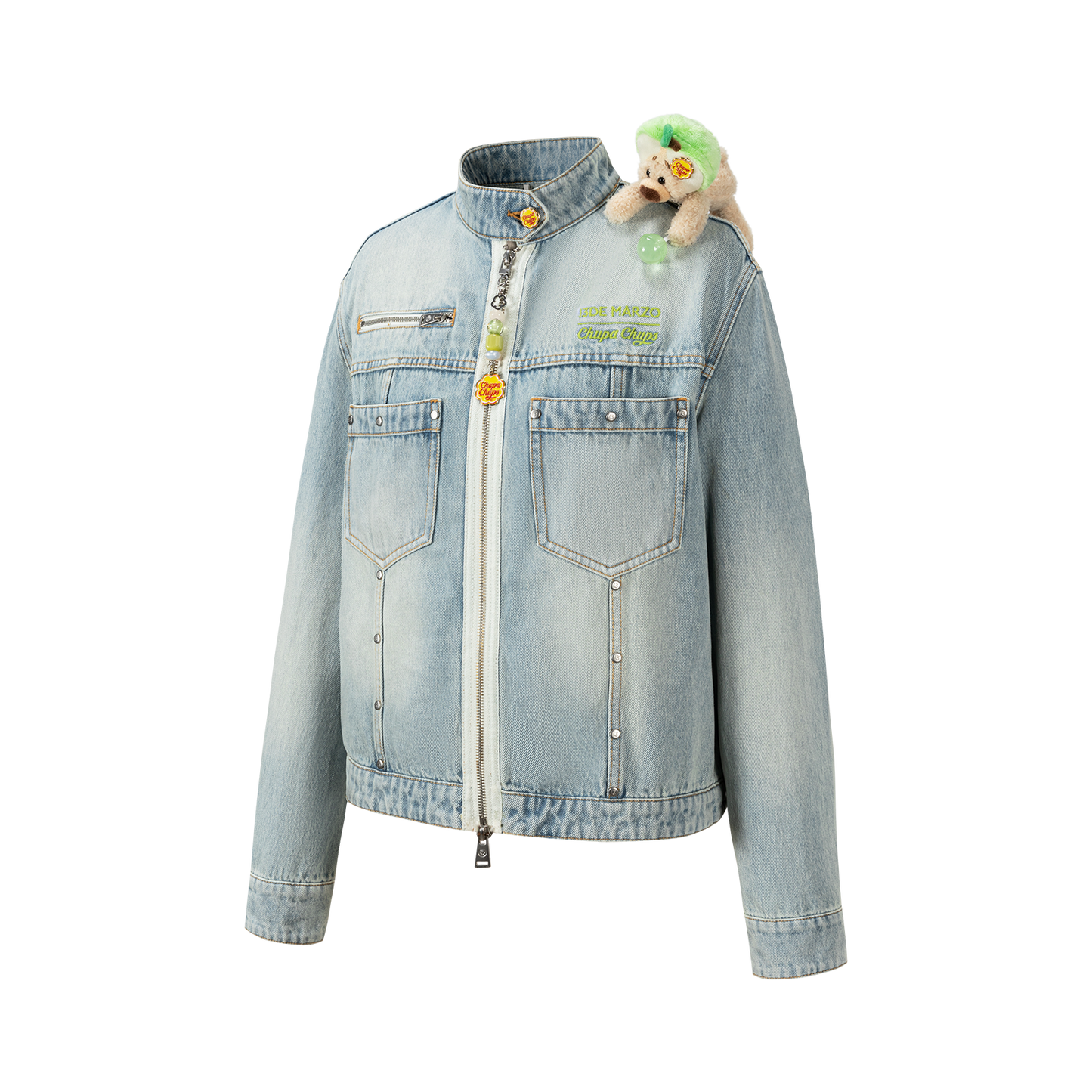 13DE MARZO x Chupa Chups Zip-Up Denim Jacket Blue