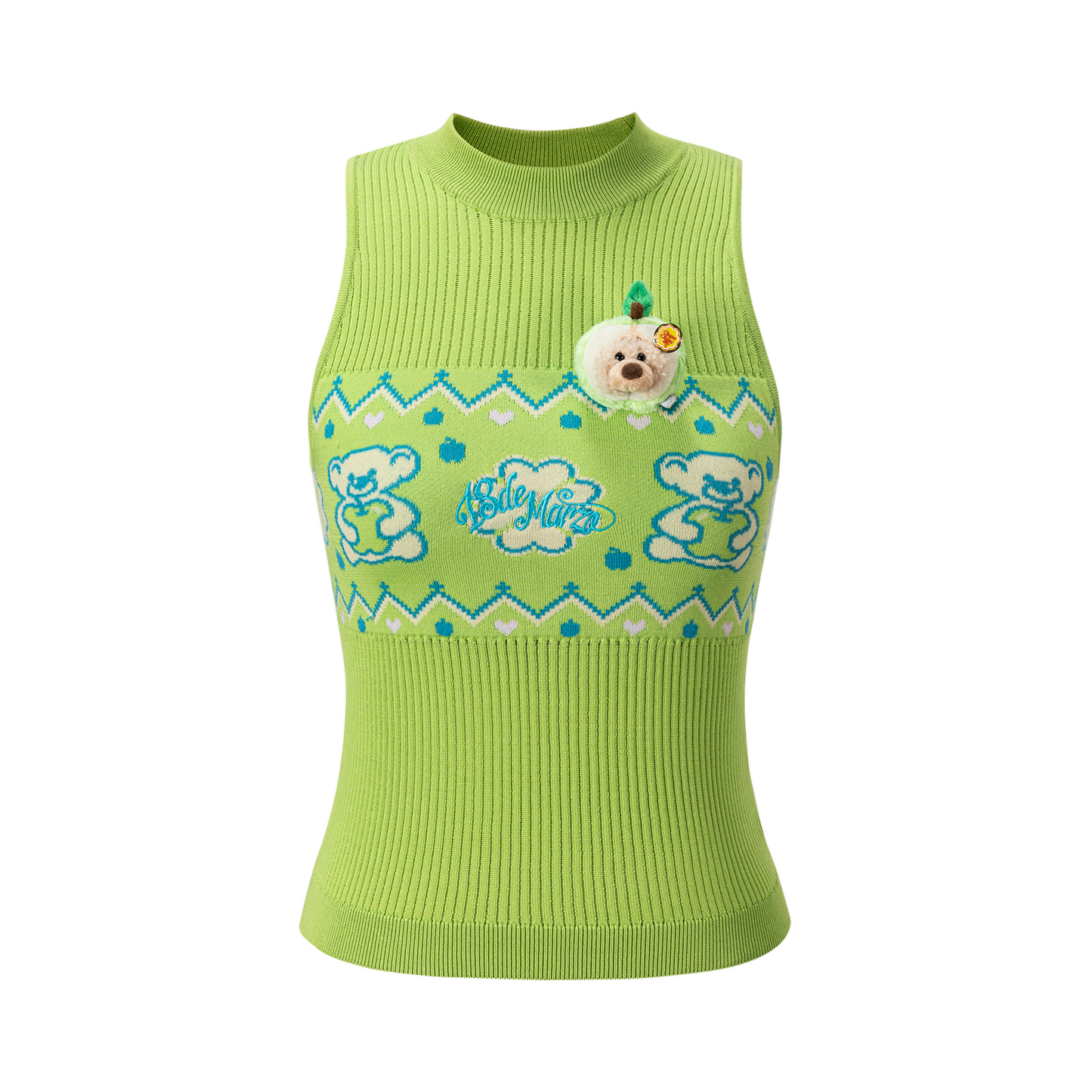 13DE MARZO Candy Color Knitted Vest Green