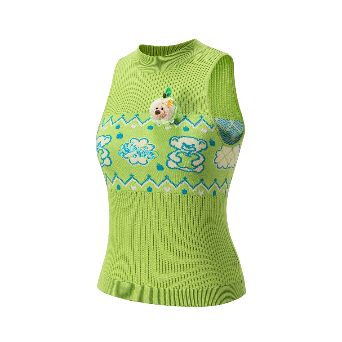13DE MARZO Candy Color Knitted Vest Green