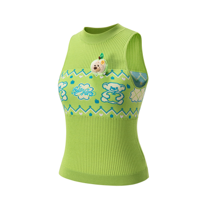 13DE MARZO Candy Color Knitted Vest Green