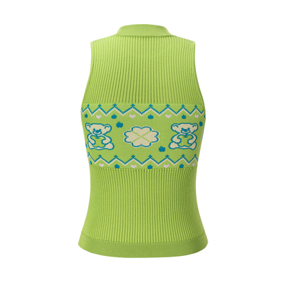 13DE MARZO Candy Color Knitted Vest Green