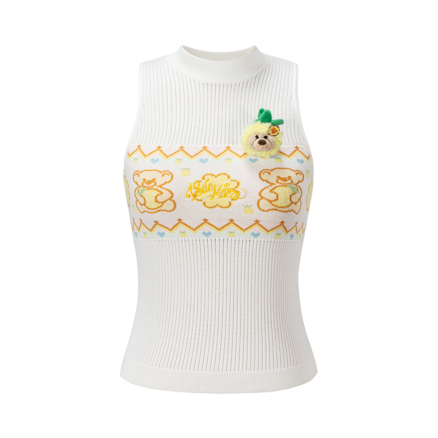 13DE MARZO Candy Color Knitted Vest White