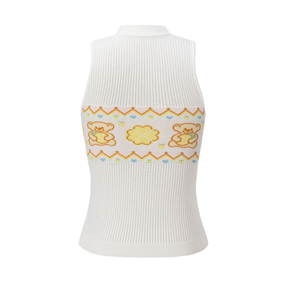 13DE MARZO Candy Color Knitted Vest White