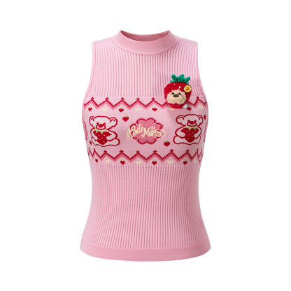 13DE MARZO Candy Color Knitted Vest Pink