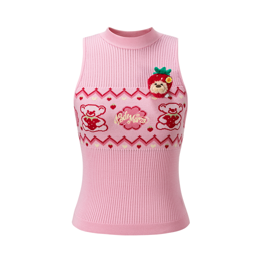 13DE MARZO Candy Color Knitted Vest Pink