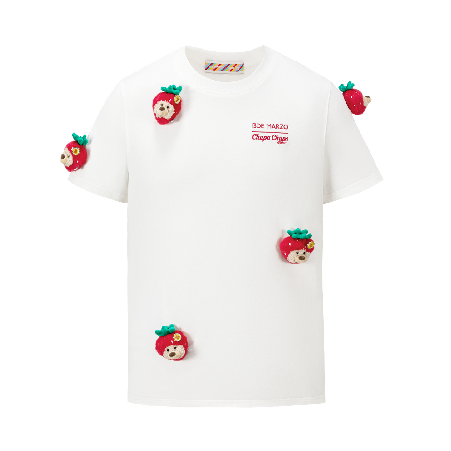 13DE MARZO x Chupa Chups Bear Print with Rhinestone T-shirt White