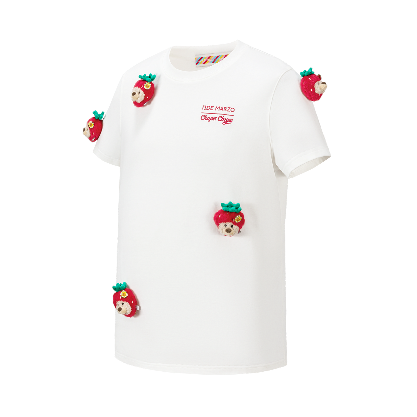 13DE MARZO x Chupa Chups Bear Print with Rhinestone T-shirt White