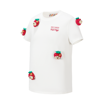 13DE MARZO x Chupa Chups Bear Print with Rhinestone T-shirt White