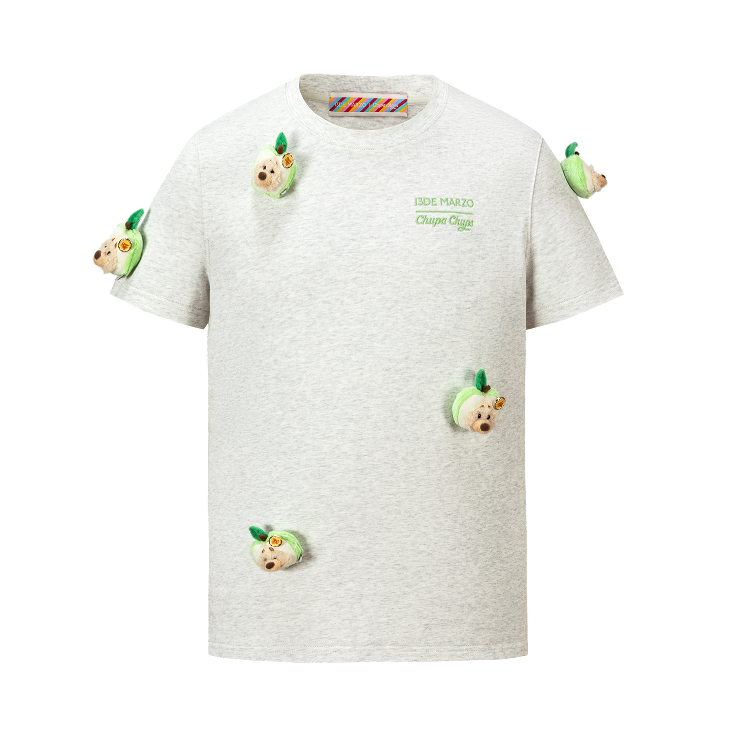 13DE MARZO x Chupa Chups Bear Print with Rhinestone T-shirt Grey