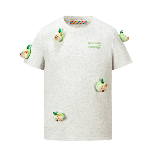 13DE MARZO x Chupa Chups Bear Print with Rhinestone T-shirt Grey