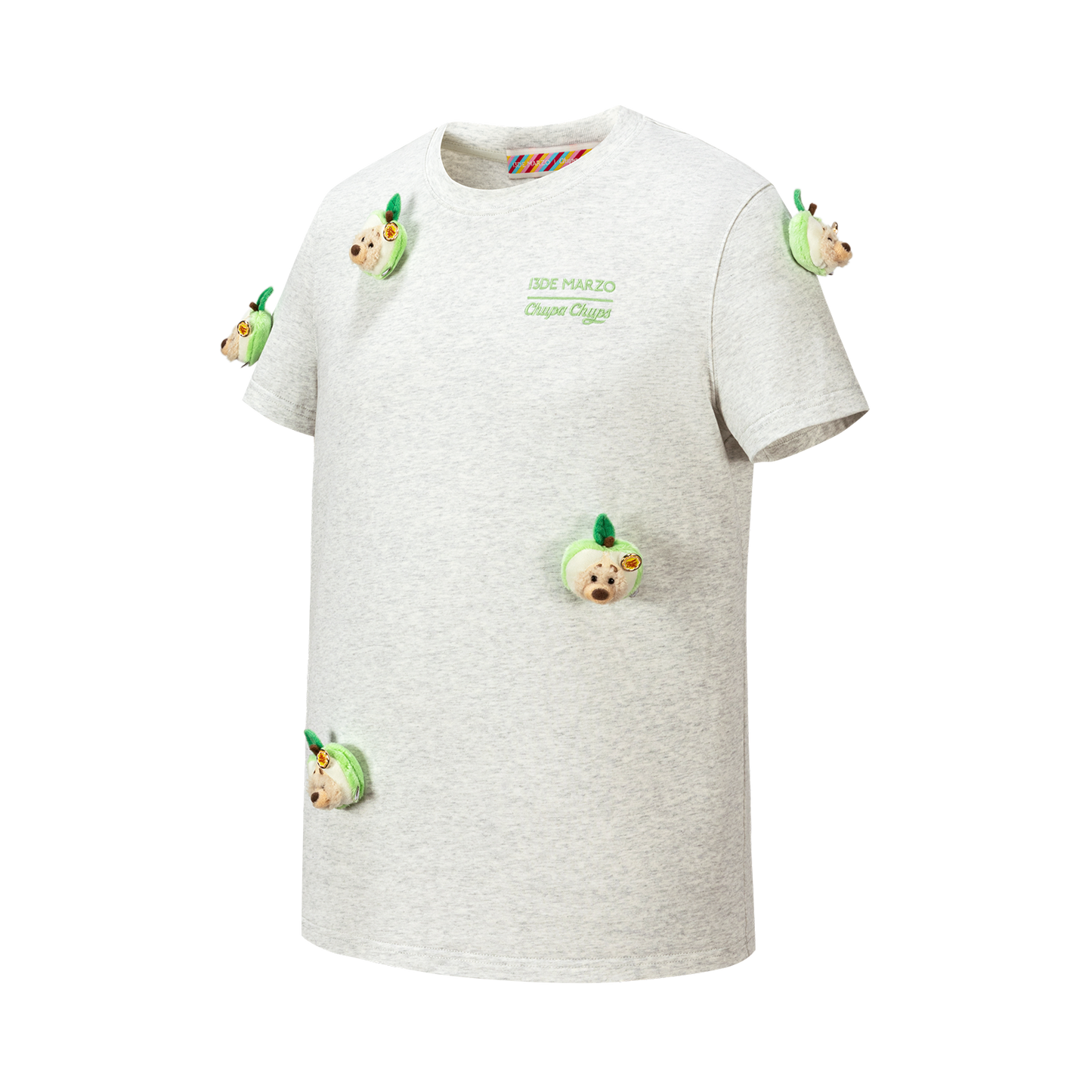 13DE MARZO x Chupa Chups Bear Print with Rhinestone T-shirt Grey