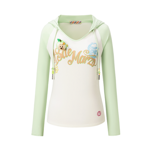 13DE MARZO Raglan Sleeve Hooded Long Sleeve Green