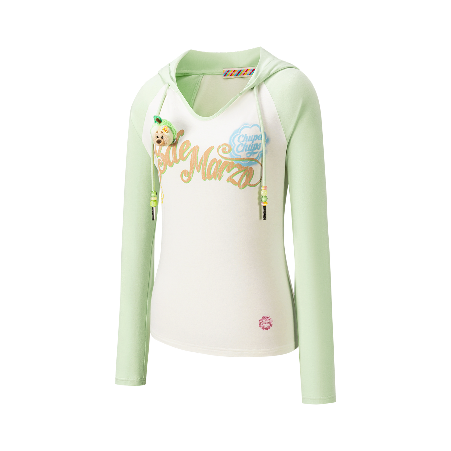 13DE MARZO Raglan Sleeve Hooded Long Sleeve Green