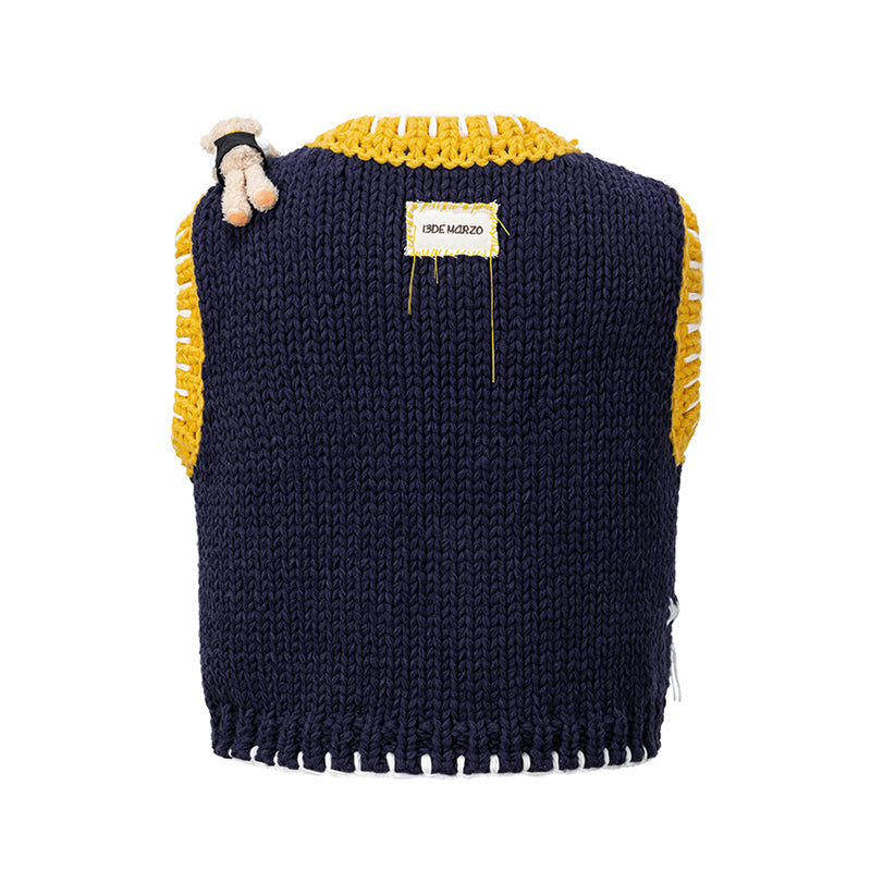 13DE MARZO Tailor Bear Tools Knit Vest Navy Blue