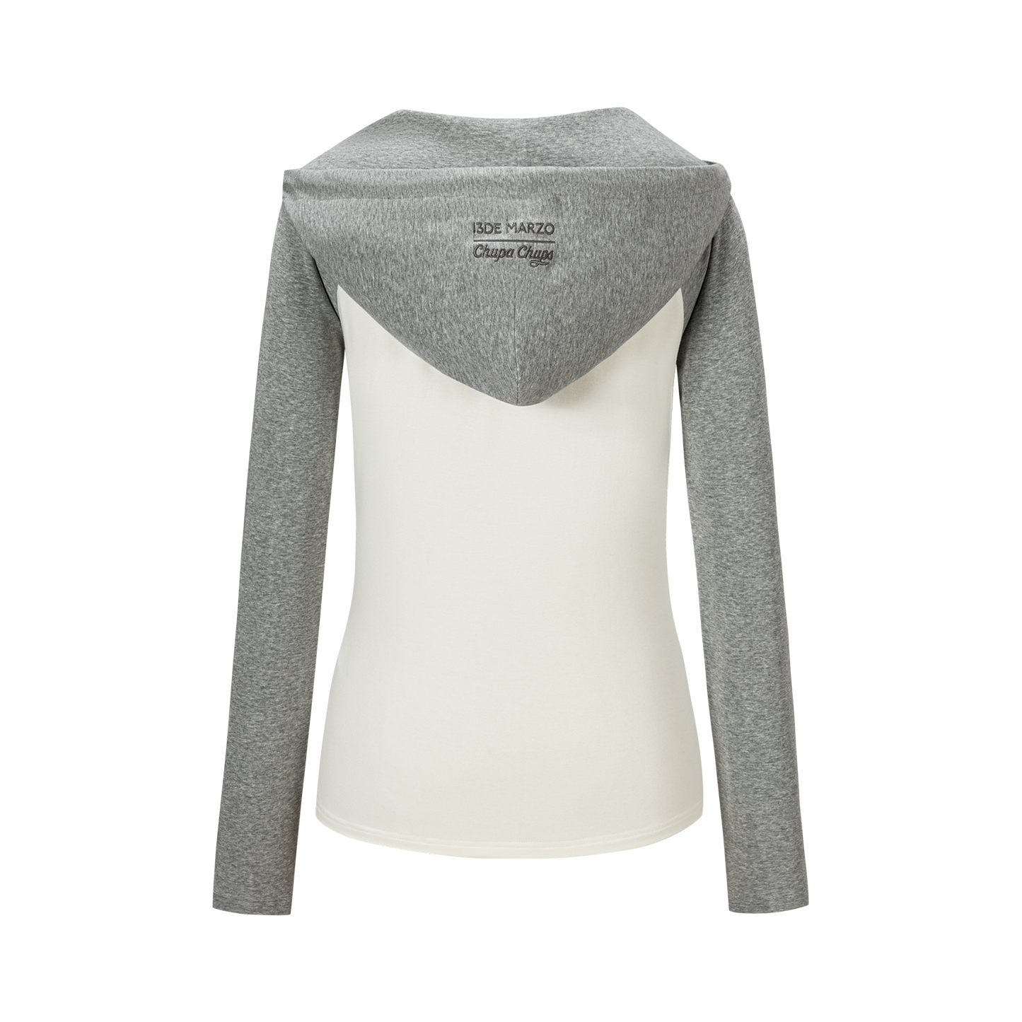 13DE MARZO Raglan Sleeve Hooded Long Sleeve Grey